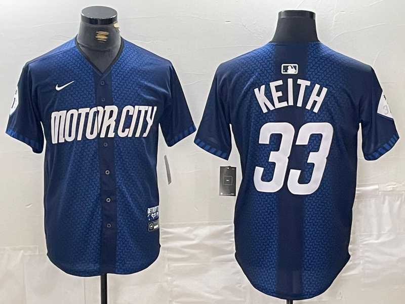 Mens Detroit Tigers #33 Colt Keith 2024 Navy City Connect Cool Base Limited Stitched Jersey